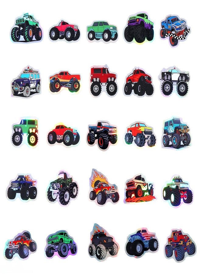 Cleverplay 50 Pack Holographic Monster Truck Stickers, Monster Truck Party Favors, Birthday Decorations - Image 3